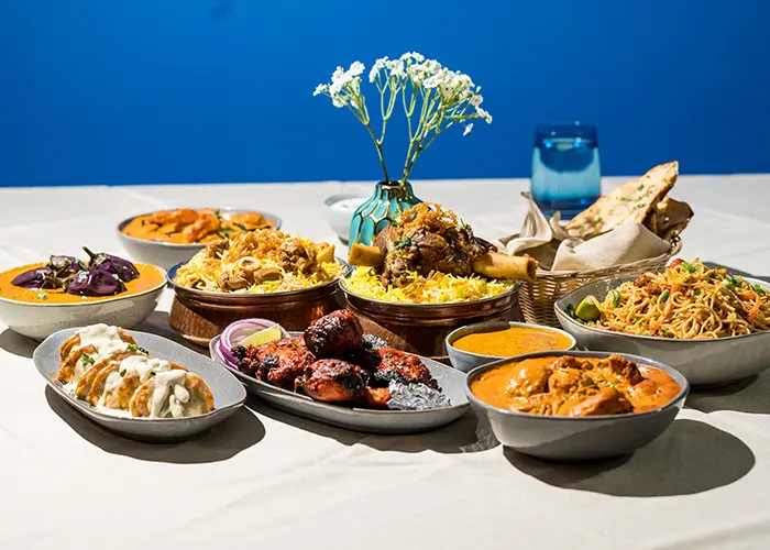 Dishes plated and ready to serve at Kachiguda Junction